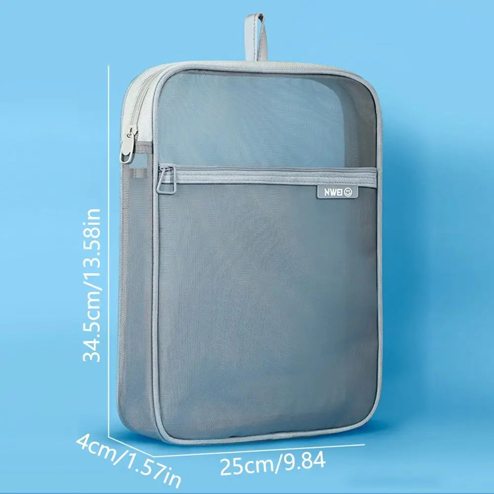 Portable Mesh Zipper Pouch Bag Thickened Waterproof Transparent File Holder Large Capacity Breathable Document Organizer Peaceful Pleasures Health and Wellness