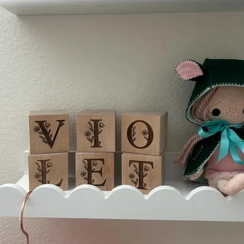 Personalized Engraved Wood Name Blocks | Baby Nursery Gift