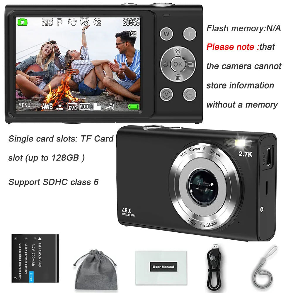 4K Digital Camera 48MP Autofocus Vlogging Camera for Kids & Adults