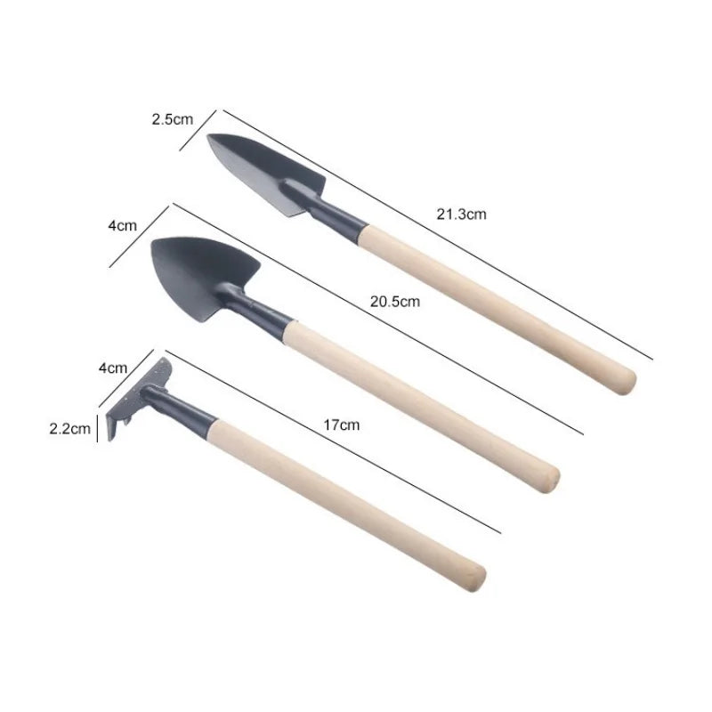 3-Piece Mini Garden Tool Set – Shovel, Rake & Trowel