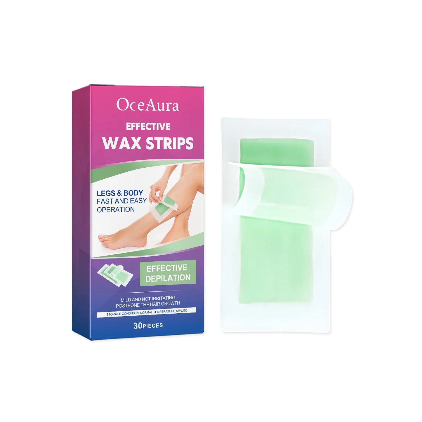 Cold Wax Hair Removal Strips 30pc – Body & Facial Depilatory