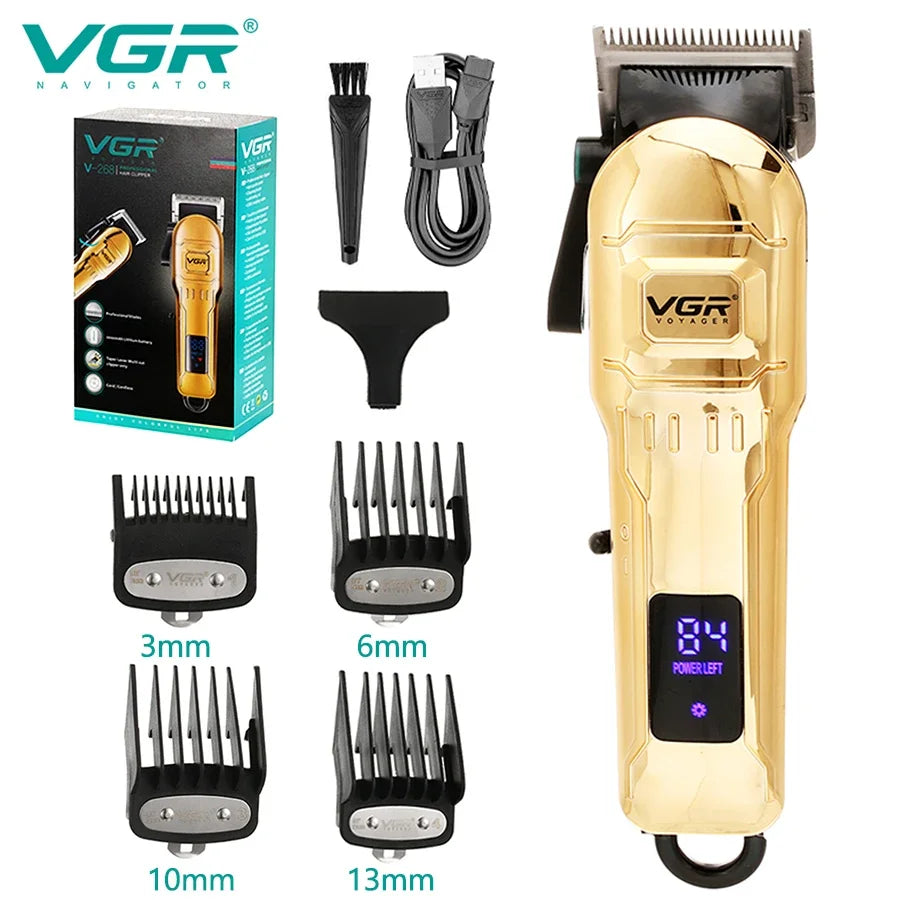 VGR 268 Hair Clipper Professional Hair Trimmer Adjustable Hair Cutting Machine Electric Barber Digital Display Clipper for Men Peaceful Pleasures Health and Wellness 268 usb