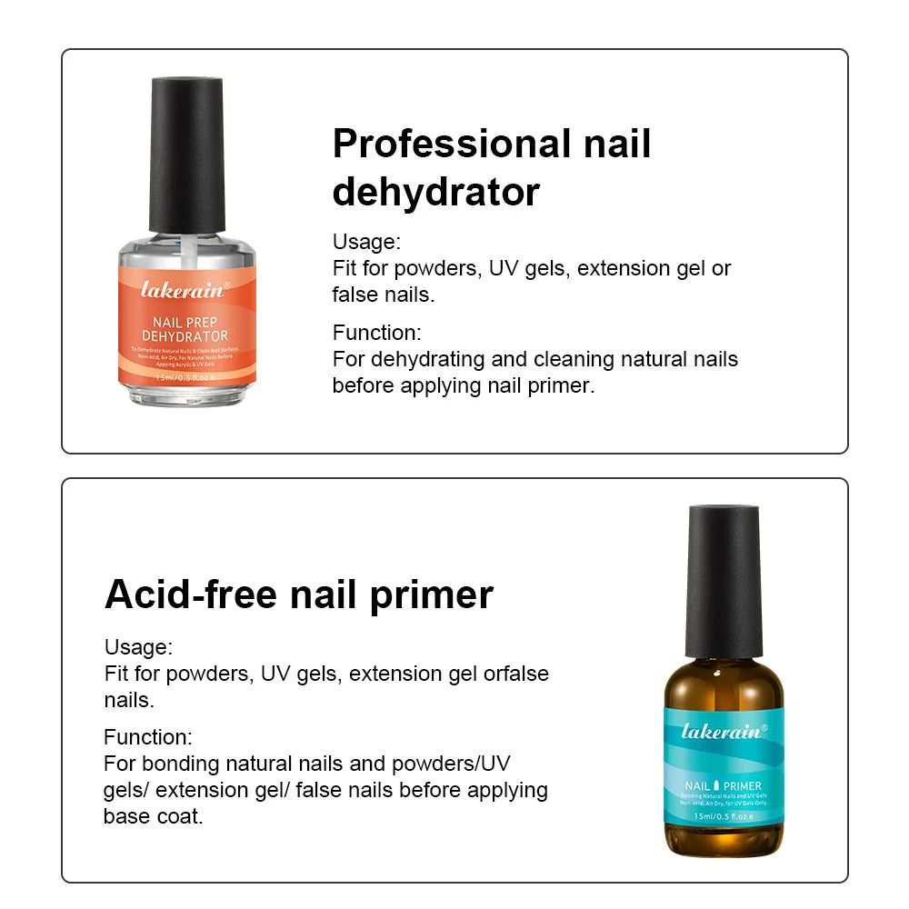 2Pcs 15ml Nail Primer Fast Air Dry Prep Dehydrator For Nail Soak Off Base Primer Gel First Nails Gel for Manicure Tools Peaceful Pleasures Health and Wellness