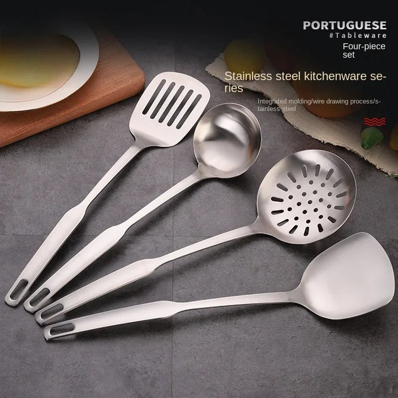 Thickened Stainless Steel Spatula Ladle & Slotted Spoon Set