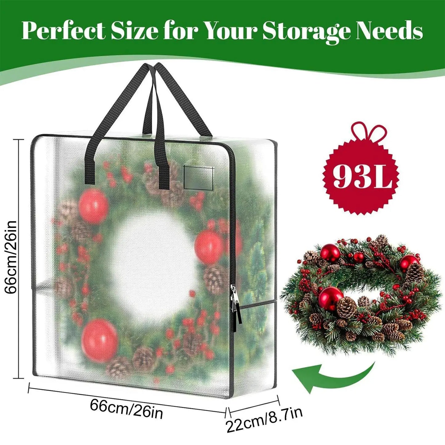 5-Pack Clear Christmas Wreath Storage Bags | Garland Organizer Holiday Storage Bag Peaceful Pleasures Health and Wellness