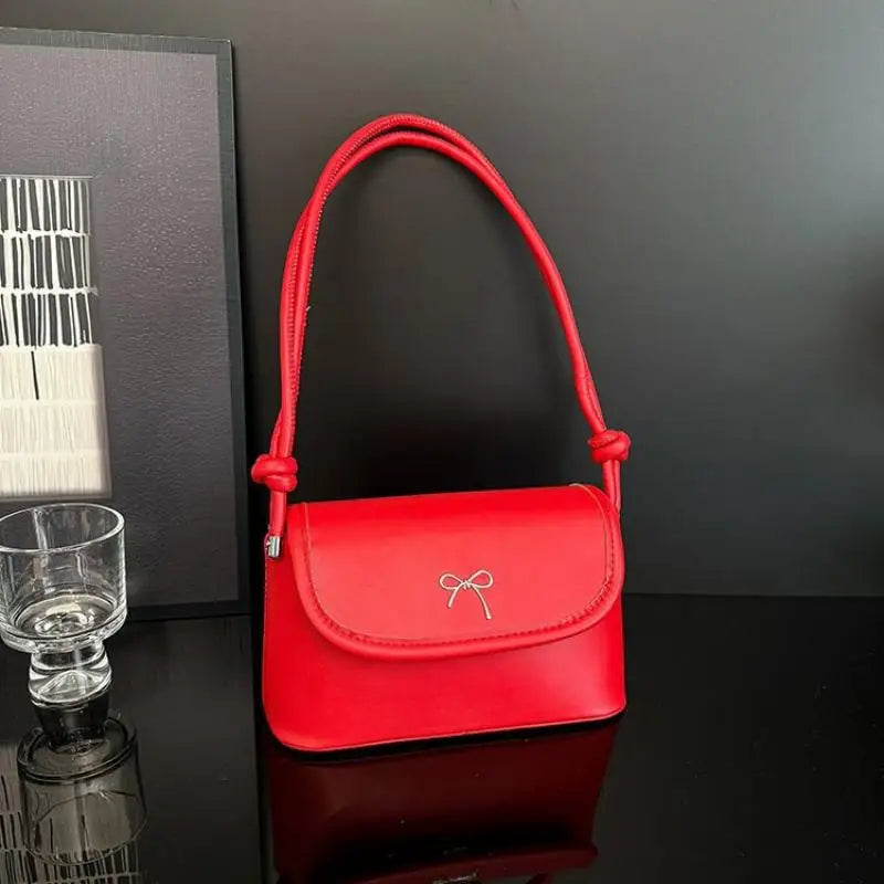 Women's Butterfly Knot PU Shoulder Bag | Small Square Bag