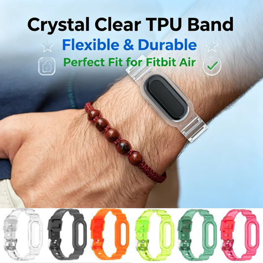 Clear TPU Watch Band Strap with Protective Case for Google for Fitbit Air, Transparent Replacement Wristband for Men Women Peaceful Pleasures Health and Wellness