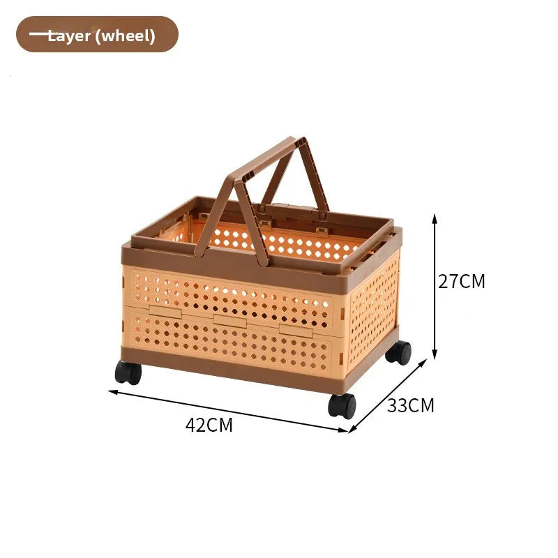 Foldable Storage Box with Wheels: Large Capacity Rolling Organizer for Clothes, Snacks, Toys & Books in Dorm Rooms or Homes Peaceful Pleasures Health and Wellness 1 Layer with Wheels