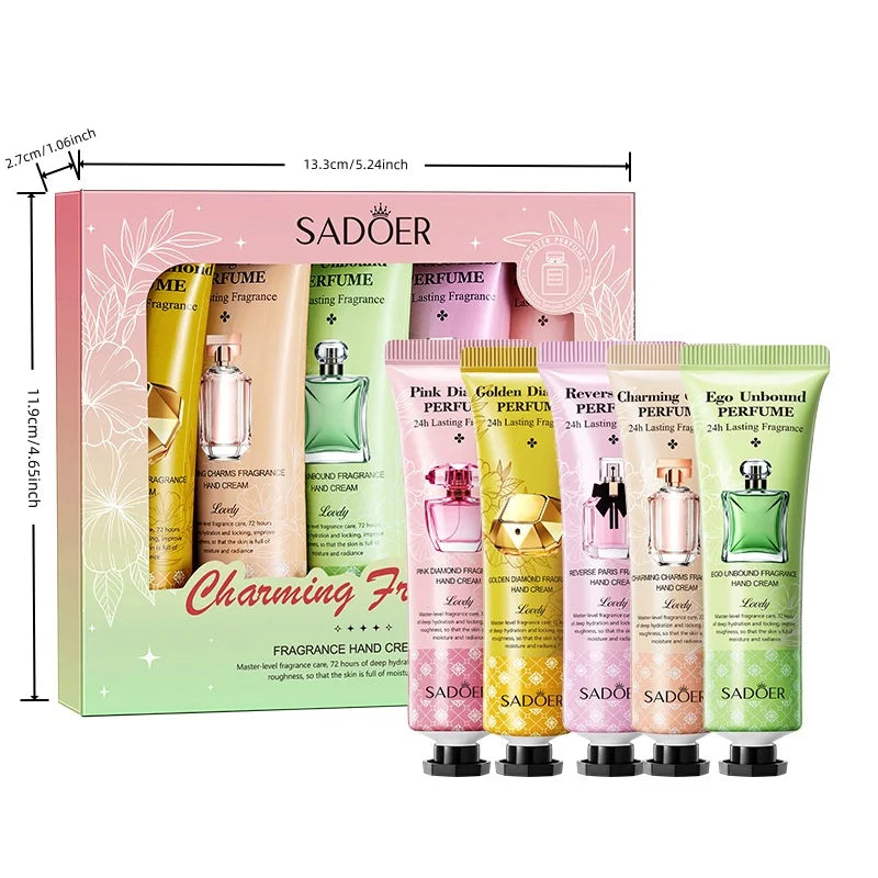 SADOER 5-Piece Fragrance Hand Cream Gift Set – 5 x 30g