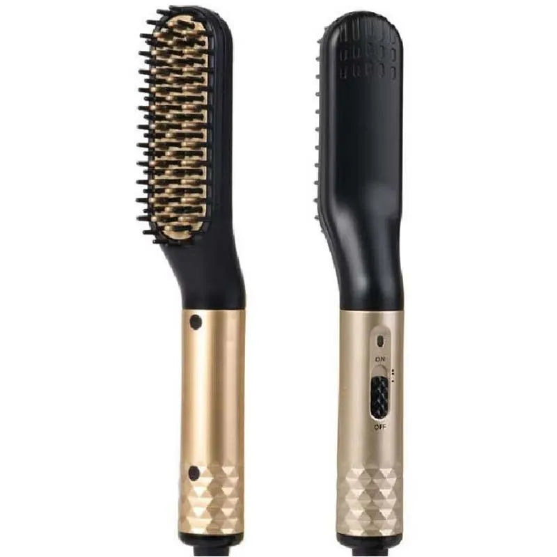 Portable 2 In 1 Electric Heated Brush Hair Straightener Straightening Men Quick Styler Beard Comb Electric Comb For Hair Peaceful Pleasures Health and Wellness