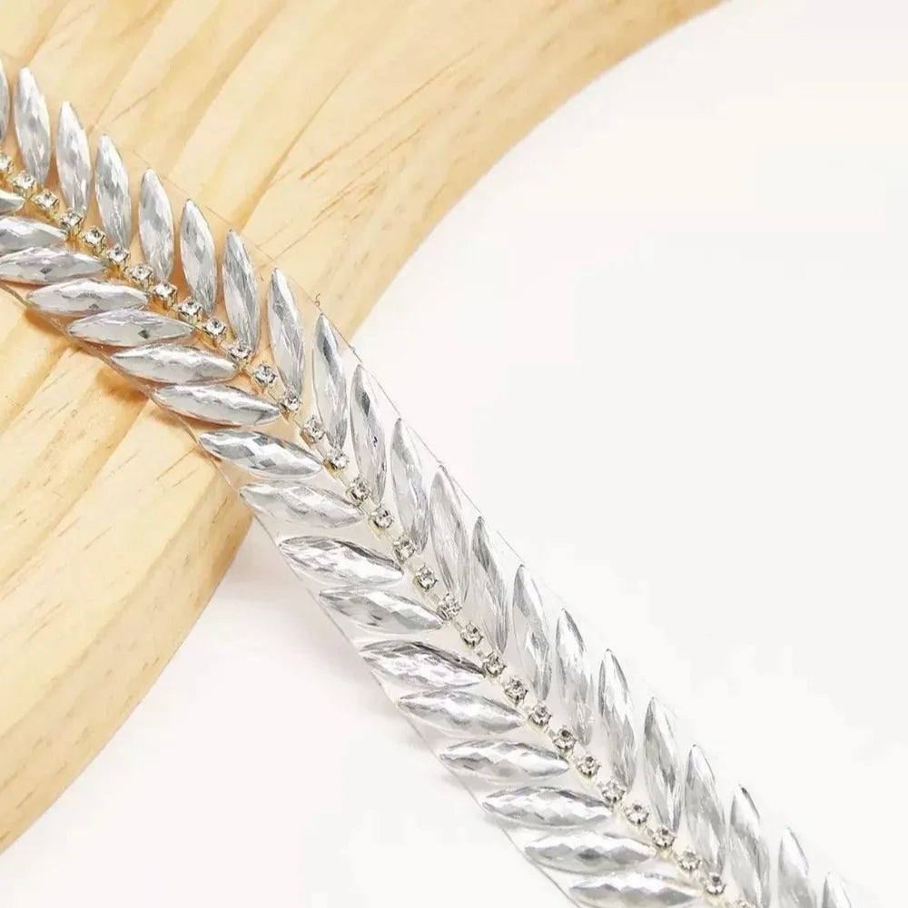 Iron-On Rhinestone Ribbon Trim 1 Yard | DIY Crystal Decoration