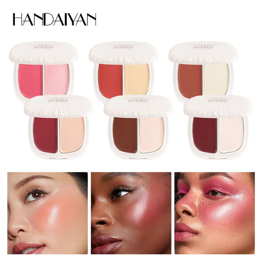 Handaiyan 2-in-1 Blush & Highlighter Palette | Natural Glow Blush Highlighter Palette Oasis Select