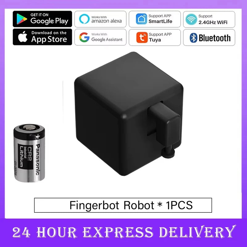 Tuya Zigbee 3.0 Bluetooth Smart Fingerbot Switch Remoter Garage Curtain Button Robot Pusher for Alexa Google Home Voice Assitant Peaceful Pleasures Health and Wellness Bluetooth CR2-Black China Mainland