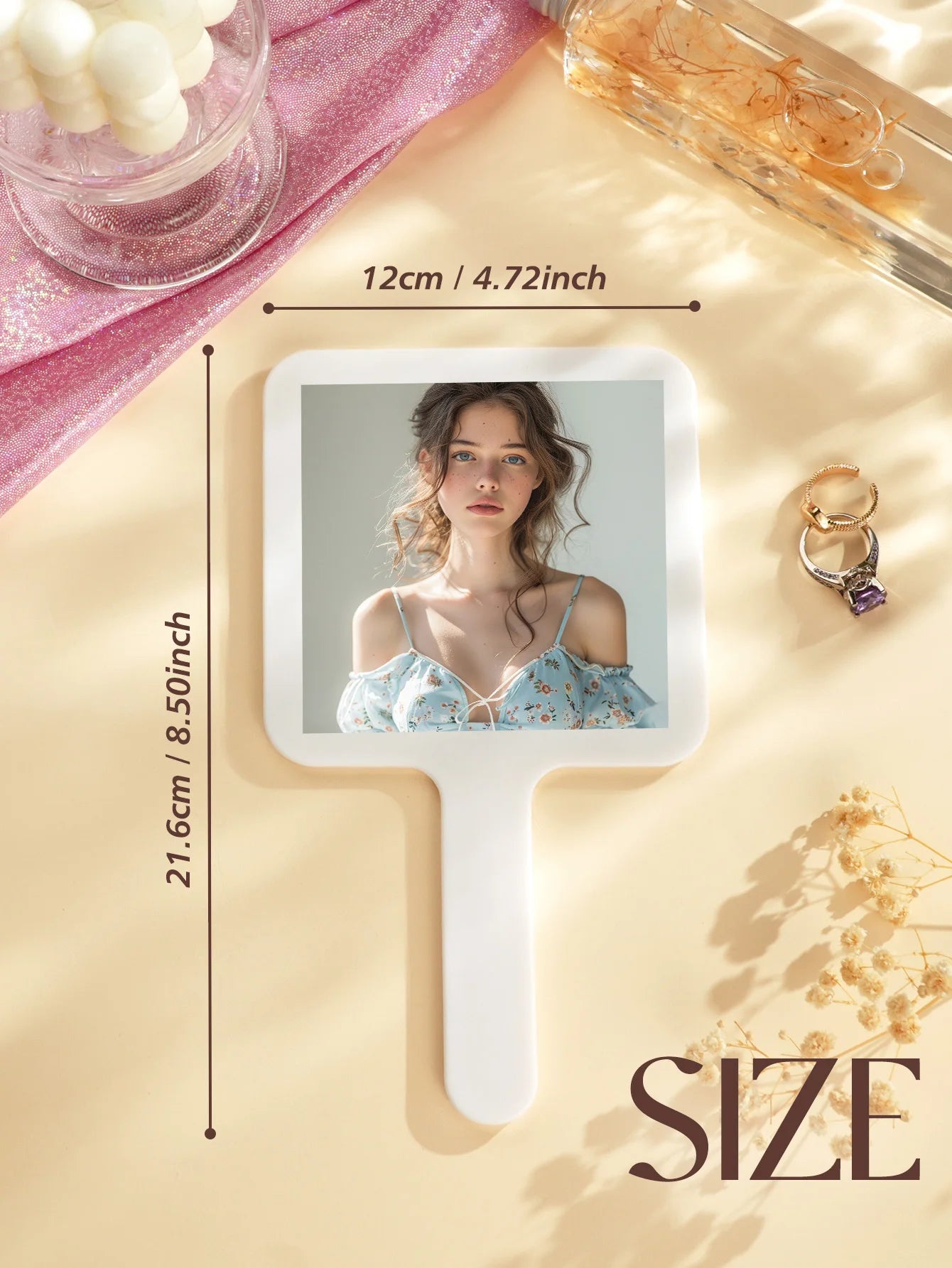 Custom Mirror Custom with Text Photo or Logo Handheld Makeup Mirror Personalized Compact Mirror for Daily Use Travel Office Peaceful Pleasures Health and Wellness