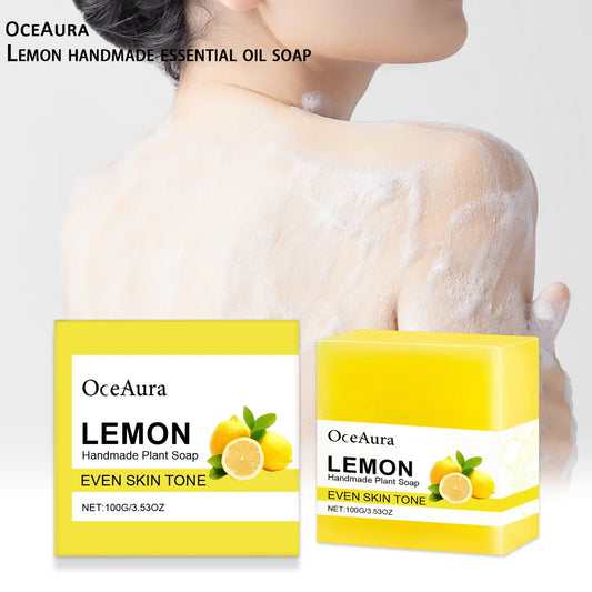 OCEAURA Lemon Handmade Essential Oil Soap Bar – 3.35 oz Essential Oil Soap Bar Peaceful Pleasures Health and Wellness