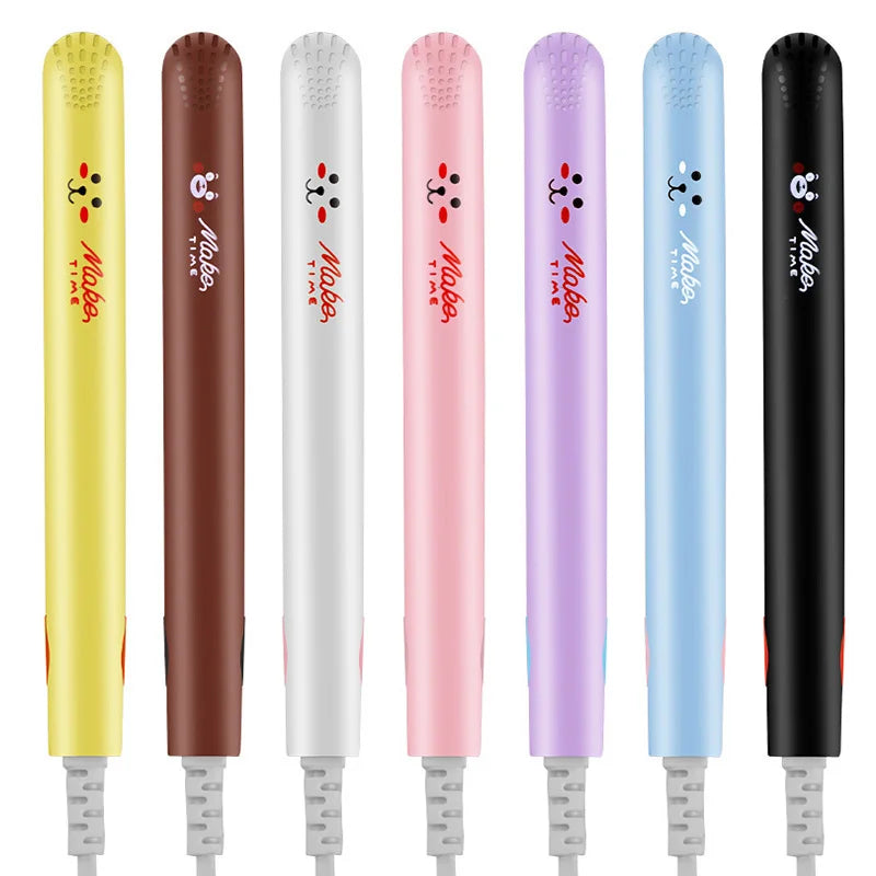 Hair Straightener Flat Iron 2 in 1 Mini Bangs Hair Straightener Beauty Flat Iron Heating Curler Ceramic Tourmaline Plate Peaceful Pleasures Health and Wellness