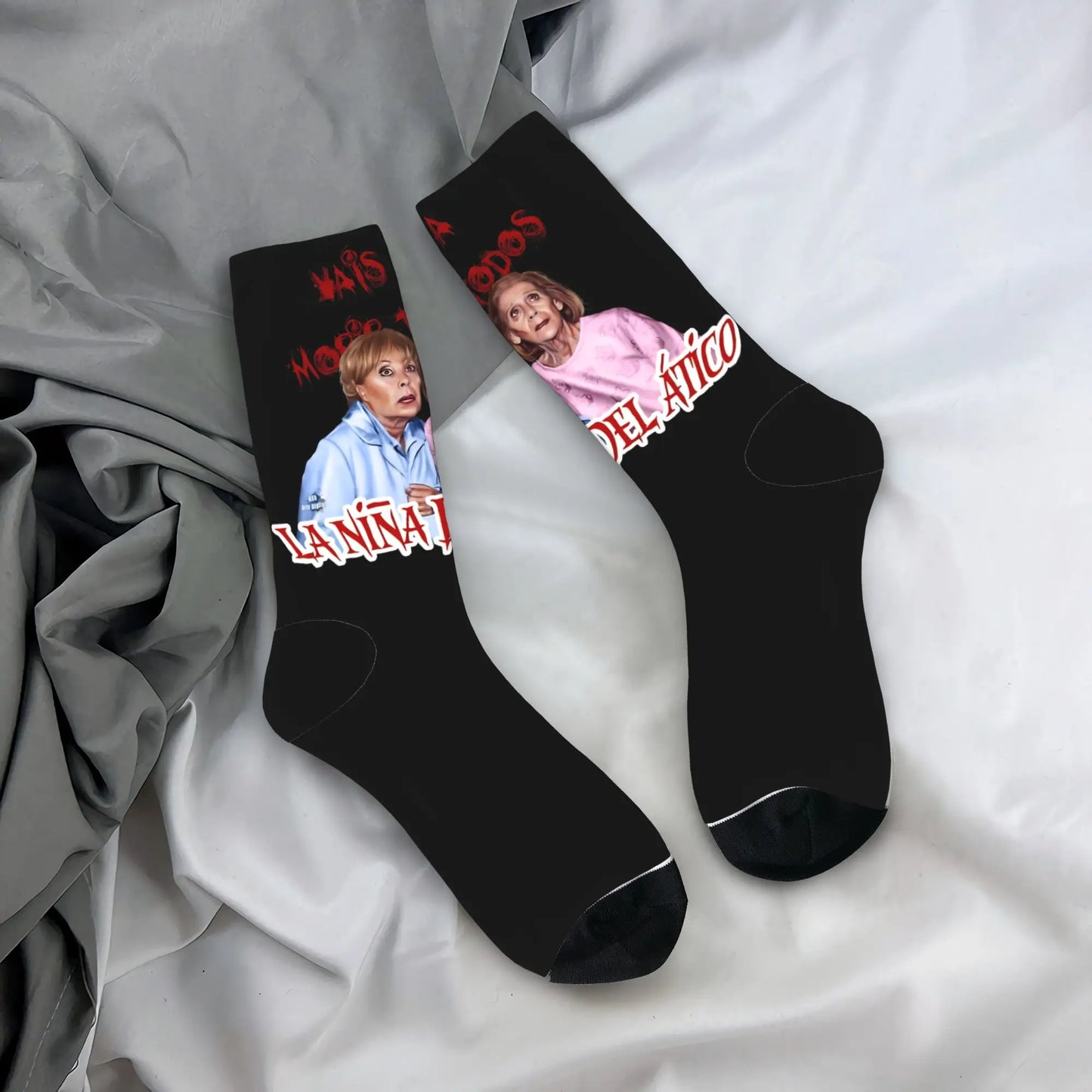 Aquí No Hay Quien Viva Novelty Crew Socks | Men's Non-Slip Novelty Crew Socks Peaceful Pleasures Health and Wellness 2 One Size