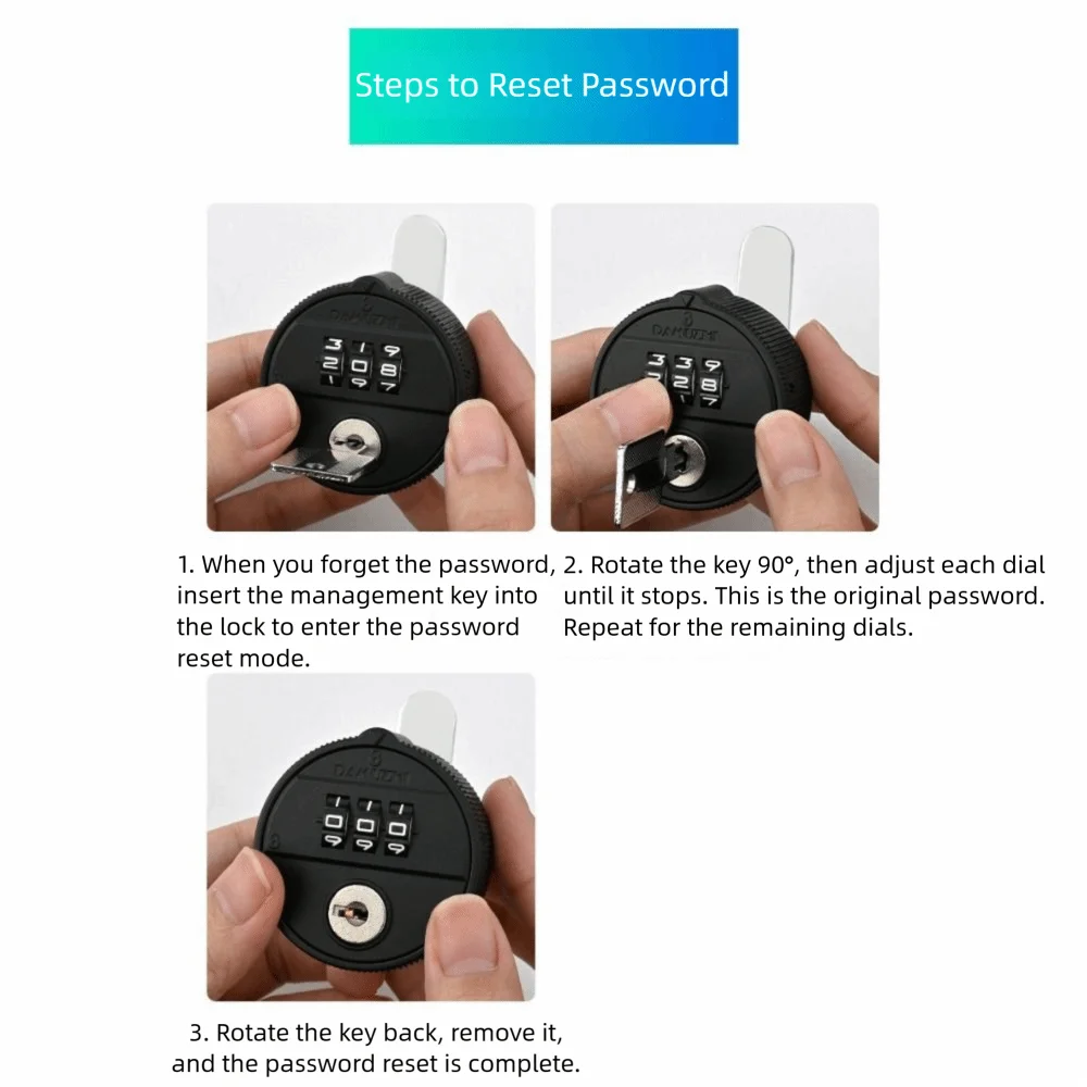 Zinc Alloy 3-Digit Combination Lock with Key | Cabinet & Drawer