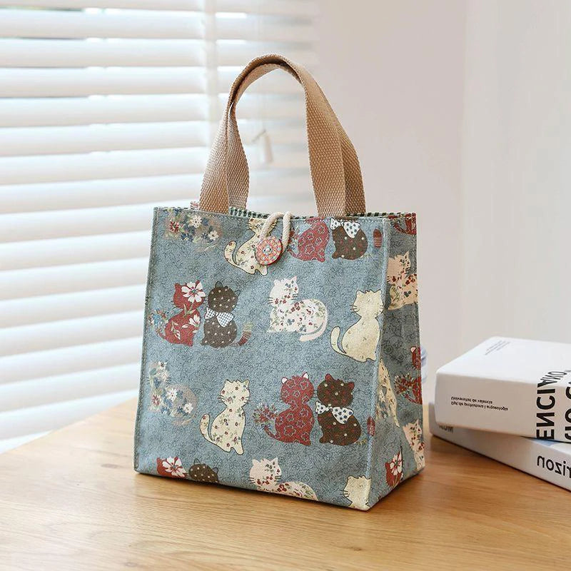 Large Canvas Bento Lunch Box Bag – Stylish Handbag Tote