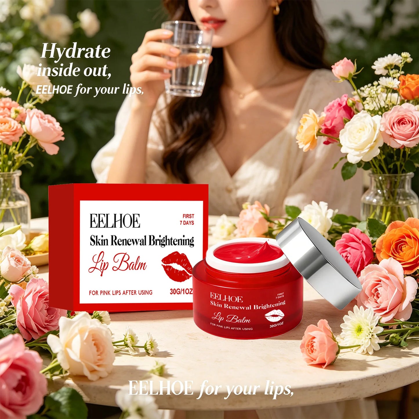 Hydrating Lip Balm Fading Lip Lines Reduce Dryness Lighten Pigmentation Brightening Moisturizing Soft Plump Pink Lips Care Cream Peaceful Pleasures Health and Wellness