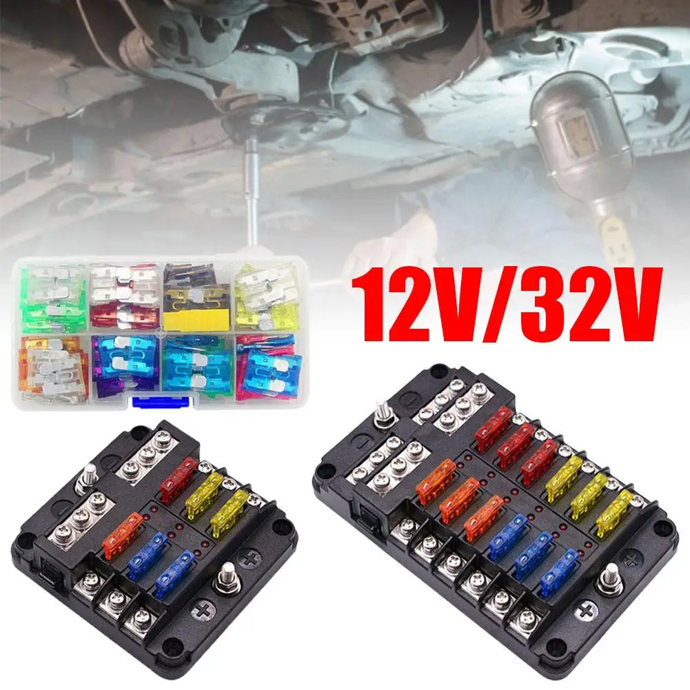 6/12-Way Fuse Box LED Indicator 12V-32V Car Boat Power Panel