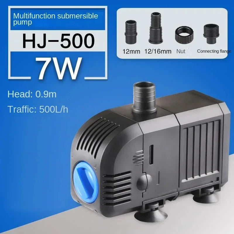 Fish Tank Quiet Frequency Circulating Filtration Pump 7/8/20/25/35/45/55W Multi-Function Submersible Aquarium Water Pond Pumps Peaceful Pleasures Health and Wellness 7W HJ-500