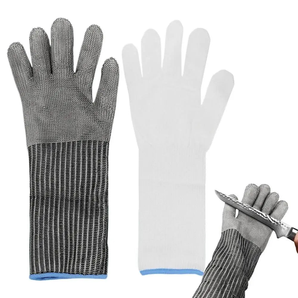 Safety Anti-cut Gloves with Arm Protection Durable Extended Gloves Stainless Steel Wire Comfortable Cutting Accessories Peaceful Pleasures Health and Wellness