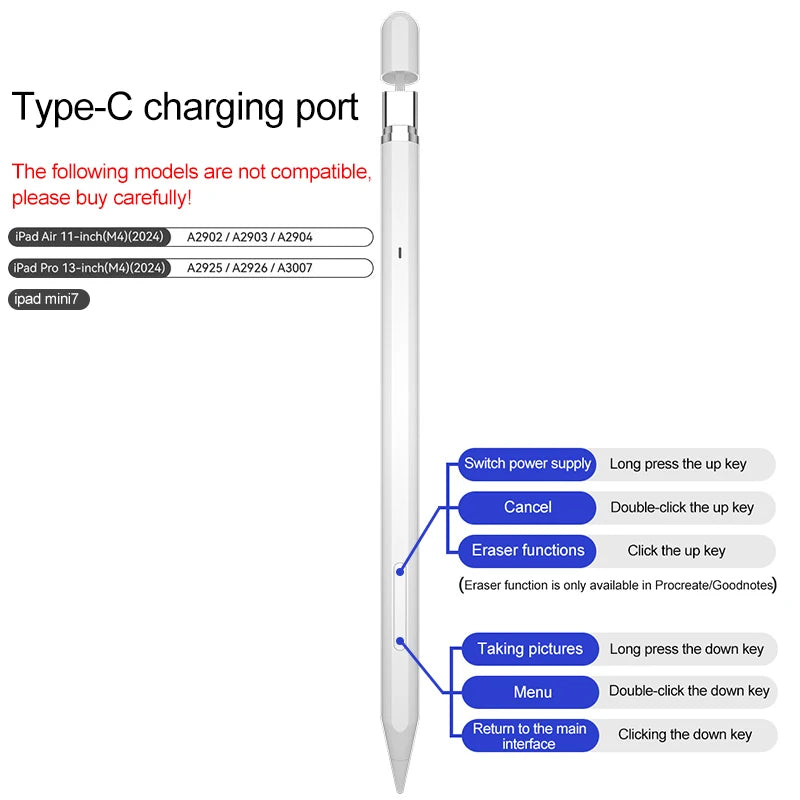 Special Stylus Pen For iPad Touch Pencil Professional Stylus For Touch Screen Apple Pencil Nib Apple Pen For ipad Accessories Peaceful Pleasures Health and Wellness TYPE-C interface1