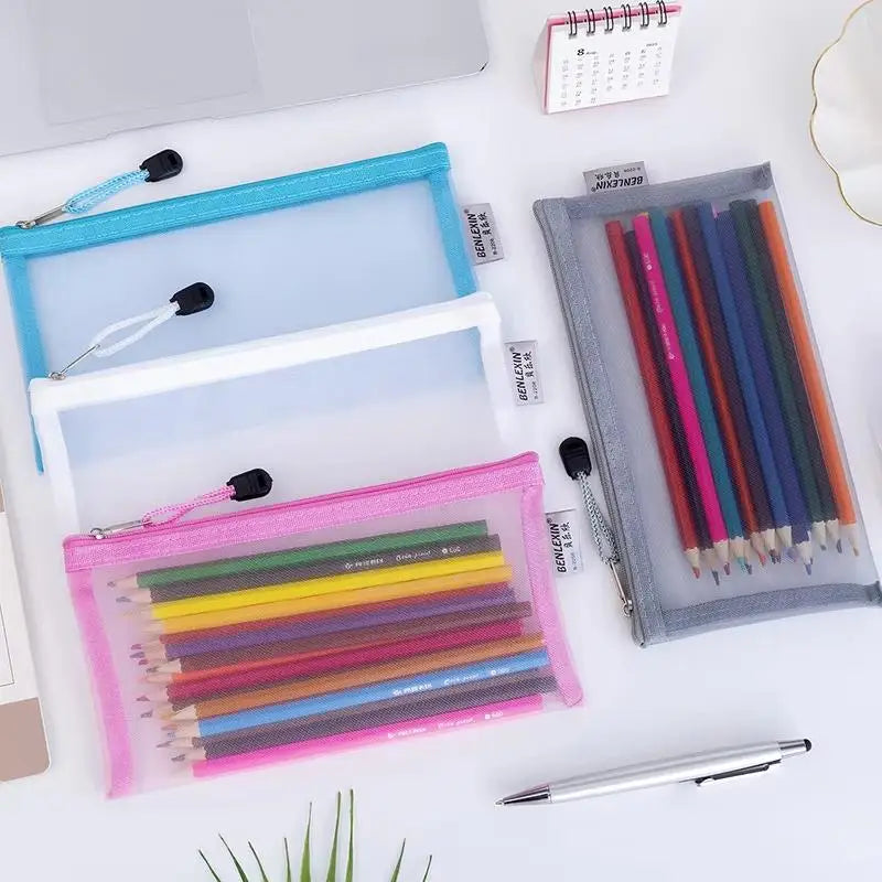 Clear Mesh Zipper Pencil Pouch | School, Office & Storage