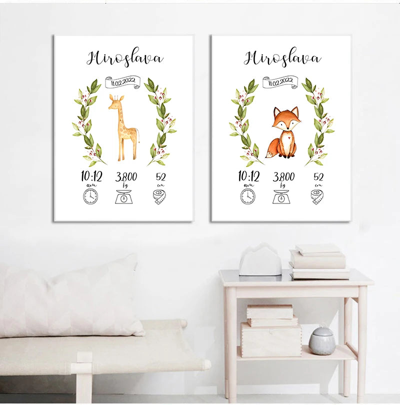 Personalized Baby Name Canvas Wall Art | Nursery Decor Gift