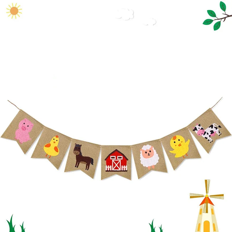 Rustic Farm Animal Burlap Banner – Birthday & Baby Shower