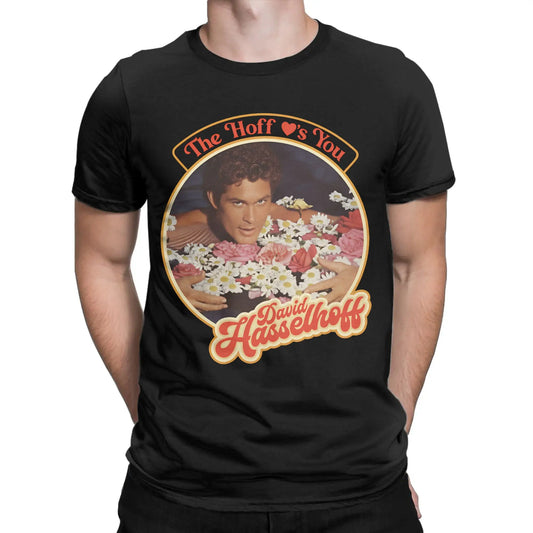 Men's David Hasselhoff T Shirt Cotton Clothes Vintage Short Sleeve Round Collar Tees New Arrival T-Shirts Peaceful Pleasures Health and Wellness black 6XL