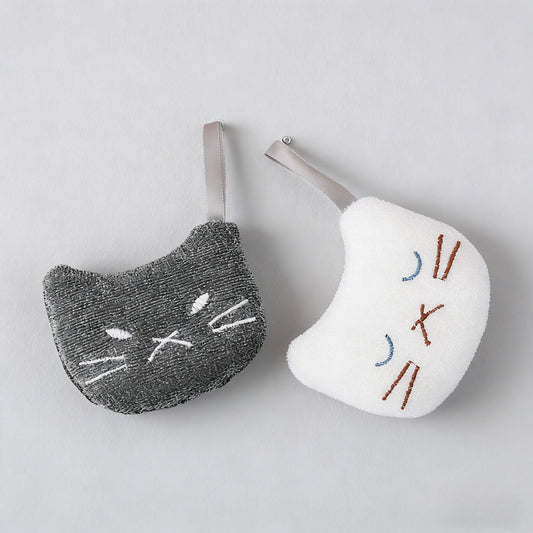 New Korean Style Cartoon Cat Kitchen Sponge Scouring Pad Set Thick Dishwashing Cloth Pot Brush Cleaning Wipe Rag for Household Peaceful Pleasures Health and Wellness