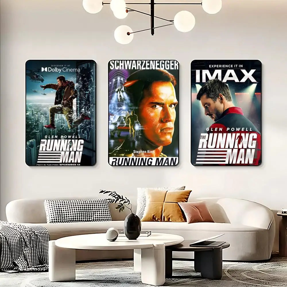 Movie T-The Running Man Poster HD Self Adhesive Waterproof Wall Art Ideal for Home Office Dorm Bedroom Great Gift Peaceful Pleasures Health and Wellness