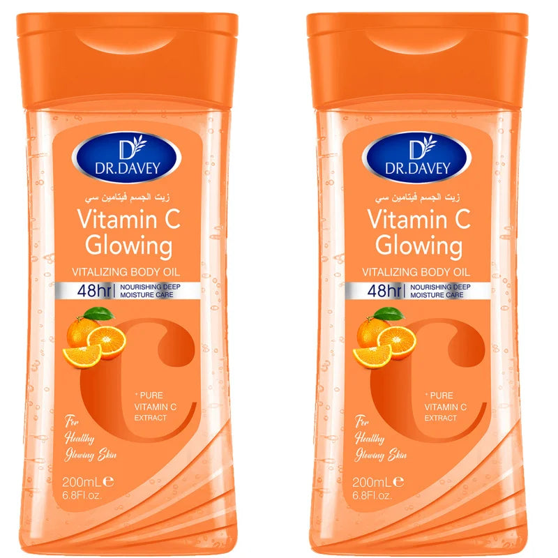 2PCS 200ml DR.DAVEY VITAMIN C Body Oil Body Skin Care Oil Moisturizing Hydrating Care Suitable for All Seasons Body Face Hand Peaceful Pleasures Health and Wellness