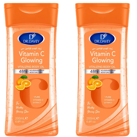 2PCS 200ml DR.DAVEY VITAMIN C Body Oil Body Skin Care Oil Moisturizing Hydrating Care Suitable for All Seasons Body Face Hand Peaceful Pleasures Health and Wellness