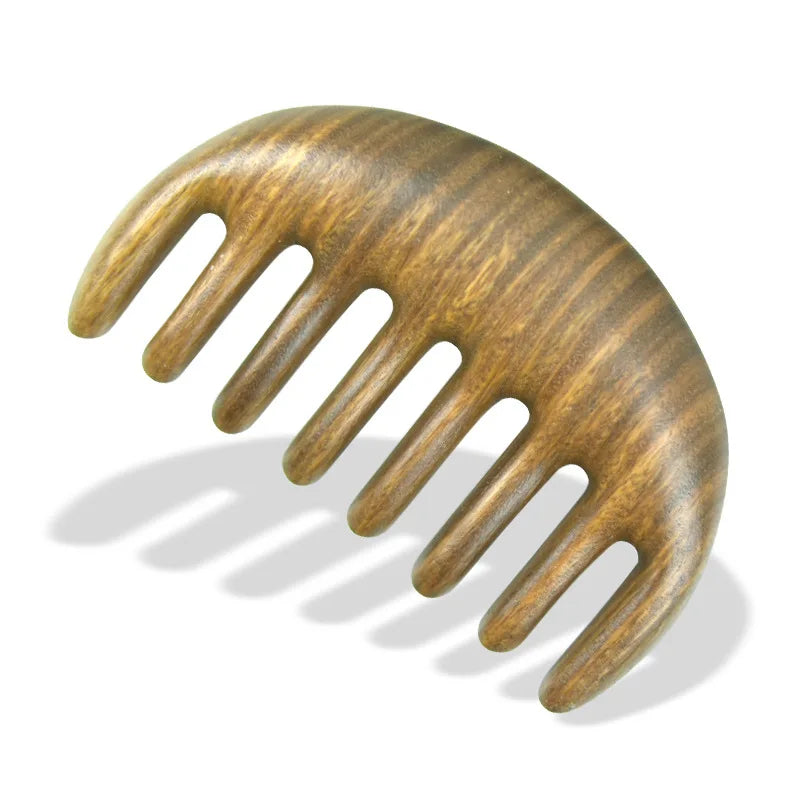 Green Sandalwood Wide Tooth Comb Head Meridian Massage Comb Acupuncture Therapy Blood Circulation Anti-static Smooth Hair Peaceful Pleasures Health and Wellness TYPE-6