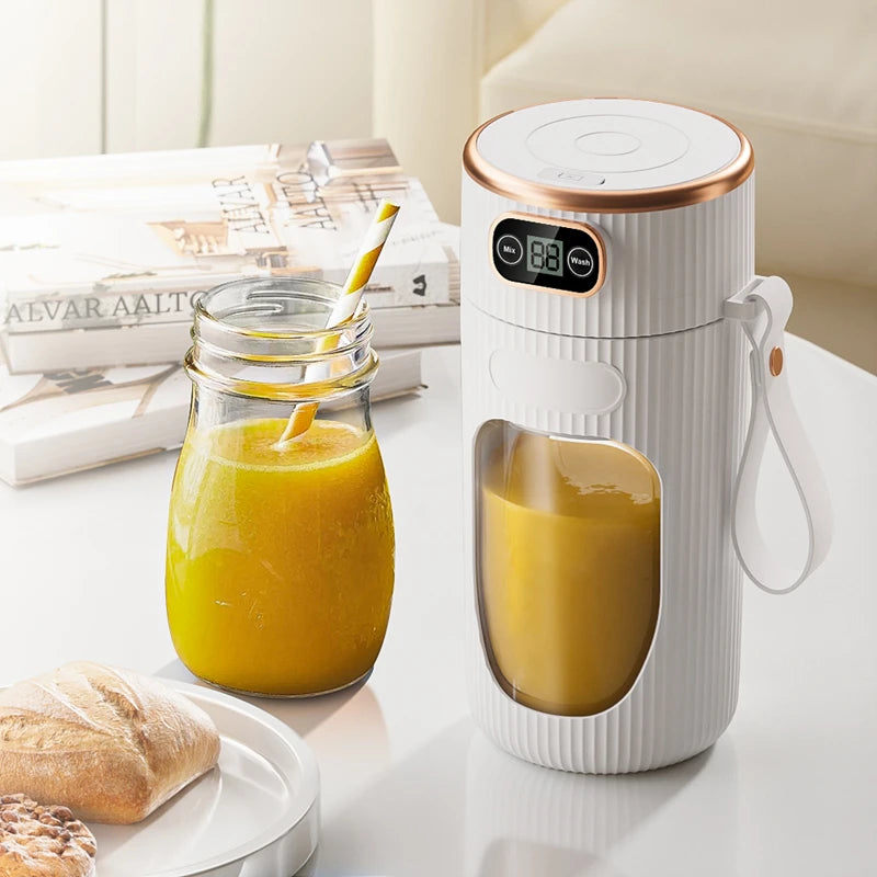 Electric Juicer 10 Blades Portable Blender LED Digital Display Small Juice Cup Rechargeable Wireless Household Milkshake Juice Peaceful Pleasures Health and Wellness