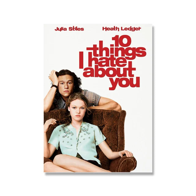 Movie Poster Canvas Painting 10 Things I Hate about You Classic 90's Vintage Wall Film Art Print Picture Living Room Home Decor Peaceful Pleasures Health and Wellness A2 40X50CM