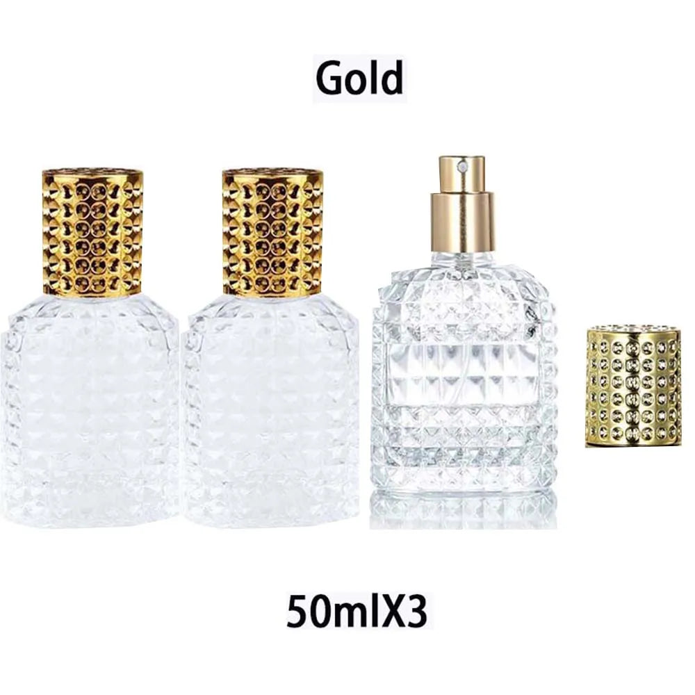 2026 Flash Sale! 30/50ML Travel Perfume Atomizer 1/3Pcs Pineapple Shape Dispenser Refillable Transparent Spray Bottles Peaceful Pleasures Health and Wellness Glass 109-Gold-50mlX3