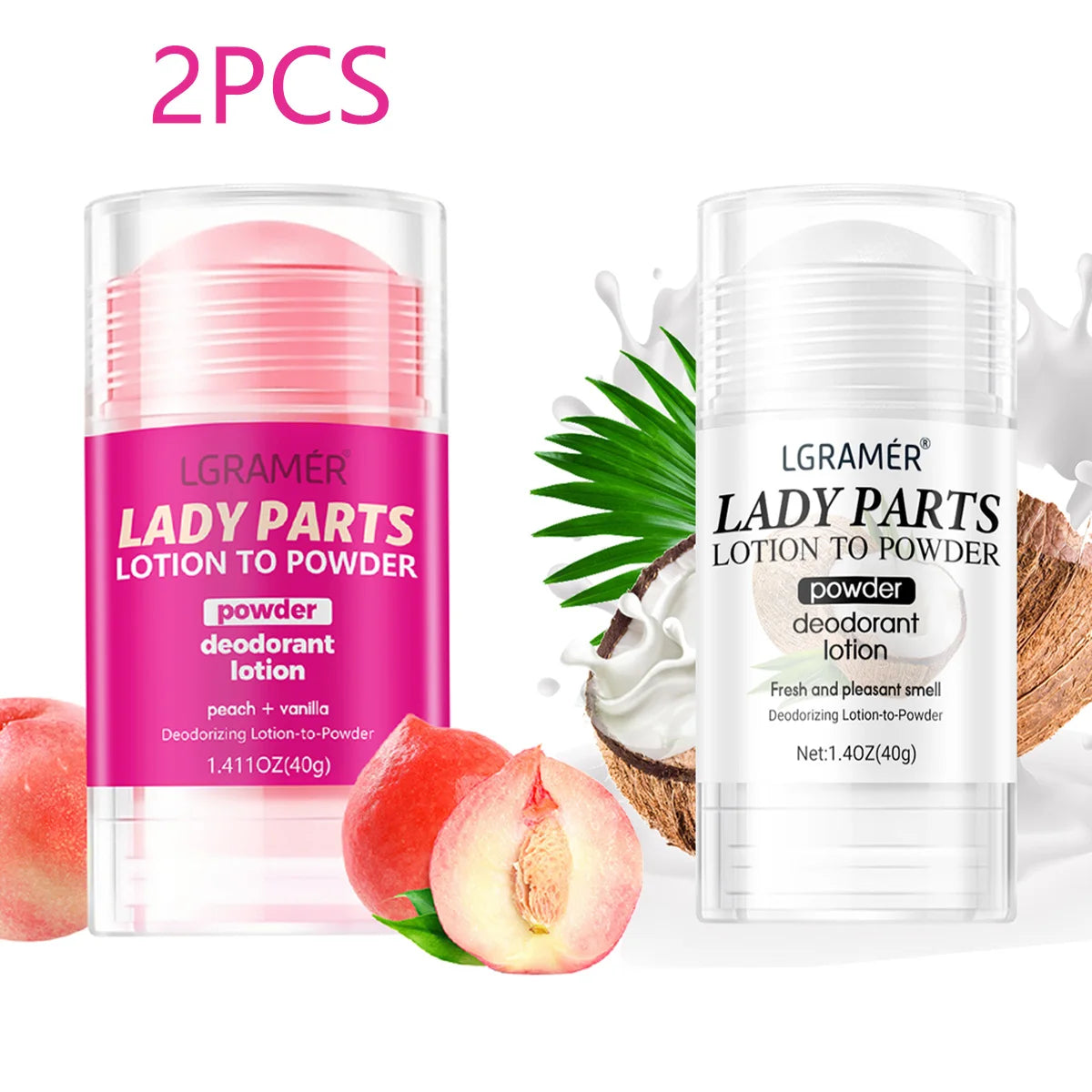 Women's Peach Vanilla Deodorant Lotion Multiple Fruits Perfume Exciting Ambiguous Atmosphere Long Lasting Fragrance Skin Care Peaceful Pleasures Health and Wellness 2pcs 1