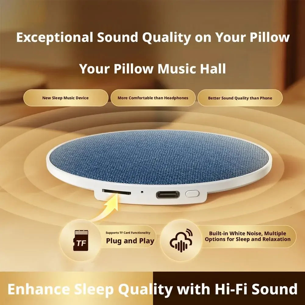 Mini Sleep Speaker Under Pillow Bluetooth 5.4 Wireless White Noise Machine HiFi Sound Private Audio No Disturb Partner Peaceful Pleasures Health and Wellness
