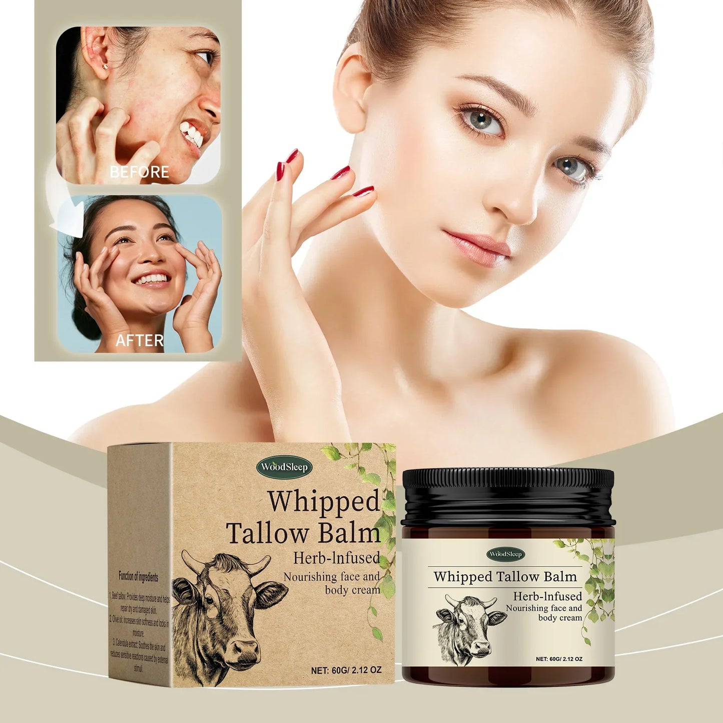 WOODSLEEP Whipped Tallow Balm – Face & Body Moisturizer