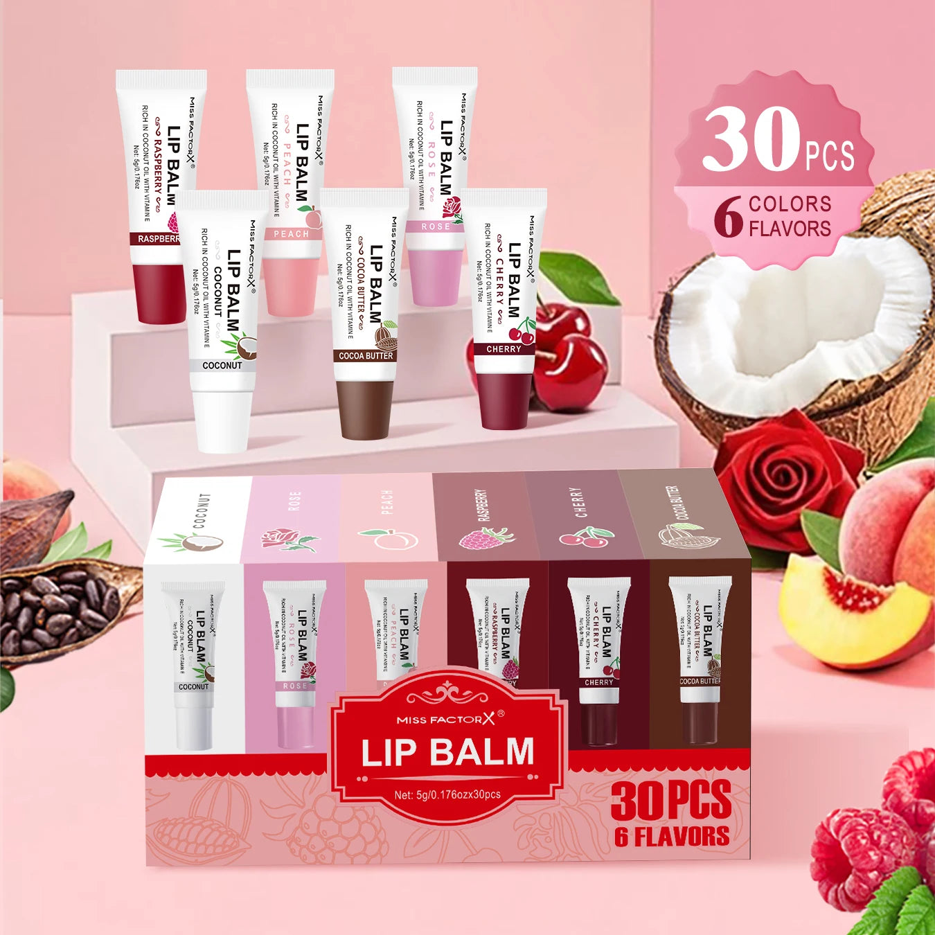30-piece MISS FACTORX Hyaluronic Acid and Collagen Infused Lipstick - Deep Moisturizing, Long-lasting Lip Color, the perfect gif Peaceful Pleasures Health and Wellness