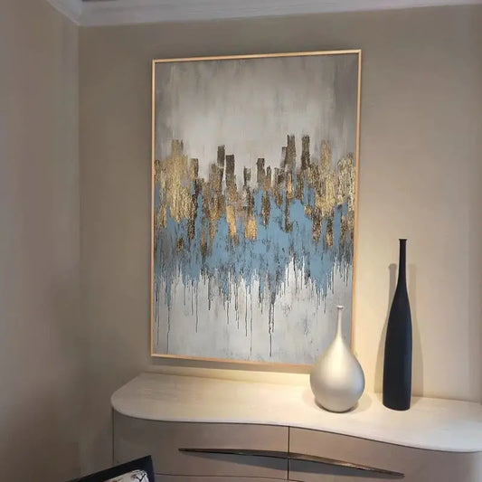 Unique Gift For Home Wall Decor Pure Handmade Abstract Oil Painting On Canvas Gold Foil Poster High Quality Mural For Living Roo Peaceful Pleasures Health and Wellness