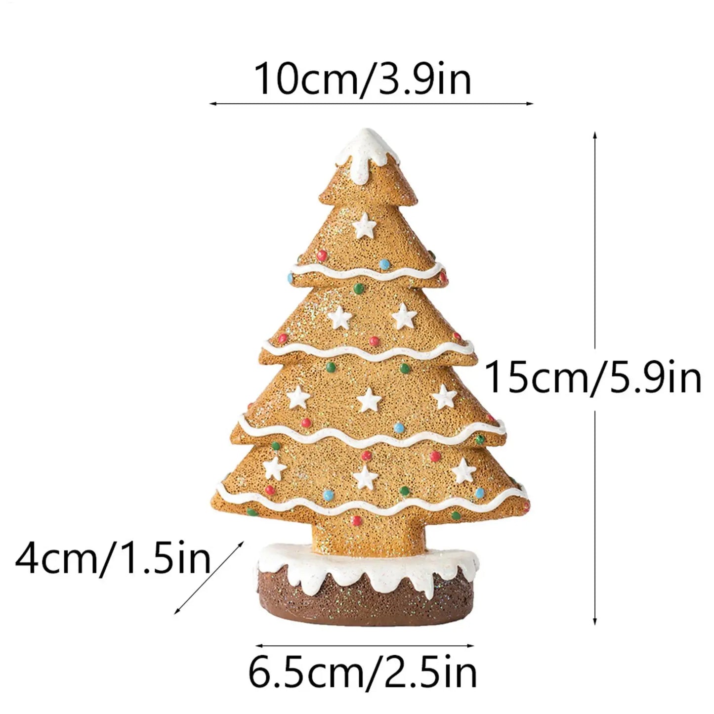 Table Christmas Tree Gingerbread Holiday Statue Gingerbread Tree Figurines Christmas Decorations For Holiday Indoor Desk Shelf Peaceful Pleasures Health and Wellness