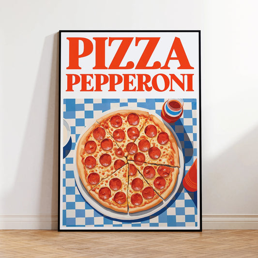 Modern Pizza Pepperoni Wall Art Print Canvas Painting Poster Picture For Living Room Kitchen Home Decor Peaceful Pleasures Health and Wellness G4388 21x30cm Metal Framed