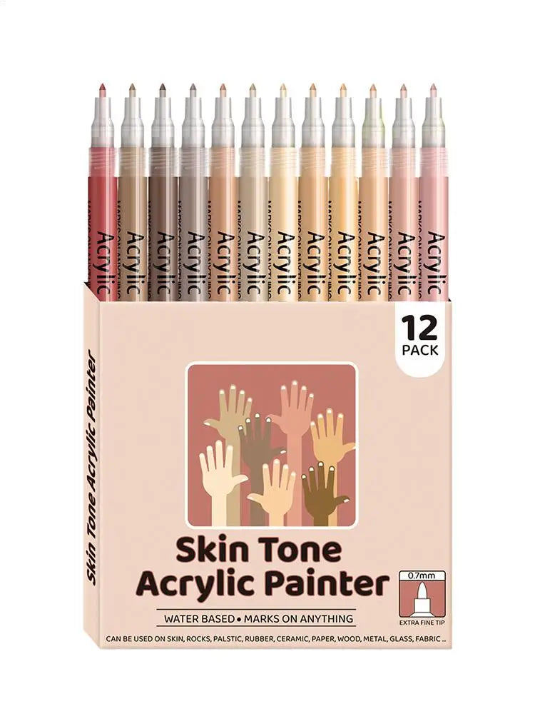12-Pack Nail Art Pens – Waterproof Acrylic Body & Face Paint