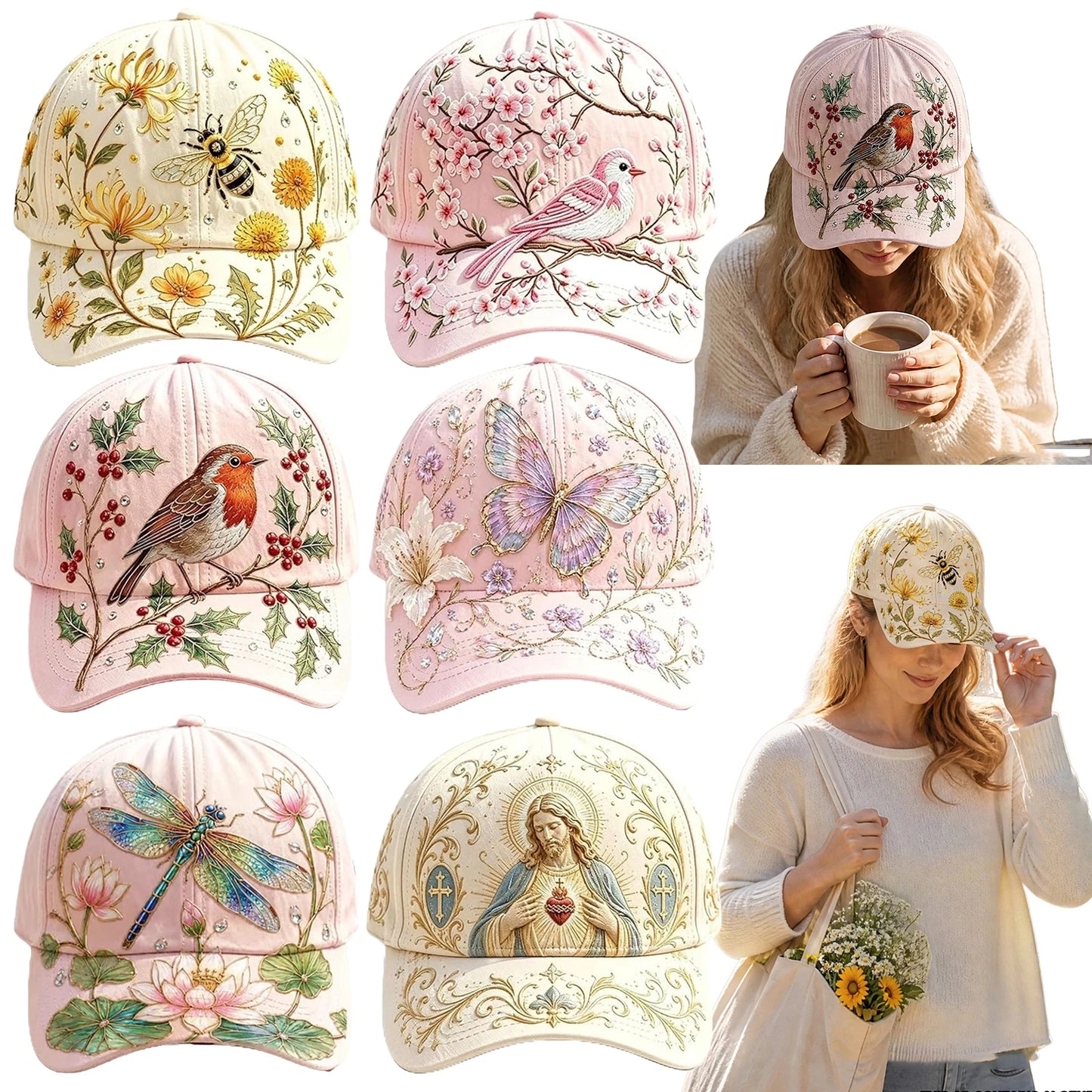 Cotton Animal Pattern Baseball Hat Adjustable Lightweight Casual Sun Hats Breathable for Nature Lover Gardeners Women Peaceful Pleasures Health and Wellness