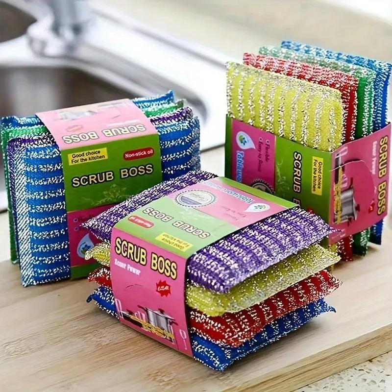 8pcs-Double-sided Kitchen Dishwashing Sponge Household Cleaning Sponge Wipe Scouring Pad Cleaning Supplies Cleaning Tool Peaceful Pleasures Health and Wellness